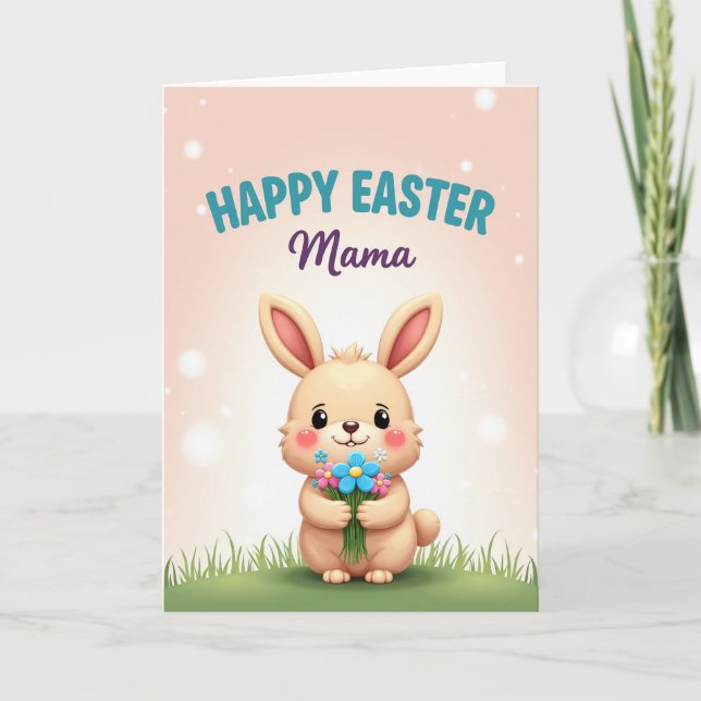 Rabbit Blooms Greeting Card (Front)