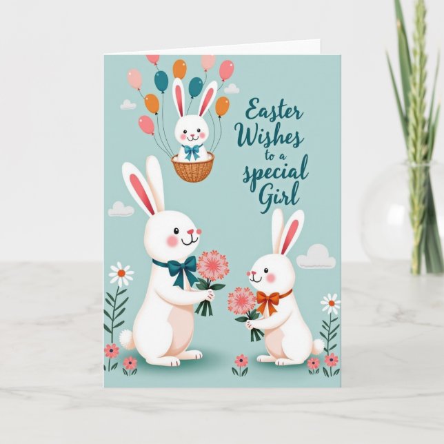 Rabbit Blooms Springtime Card (Front)