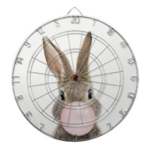 Rabbit Blowing Pink Bubble gum Dart Board