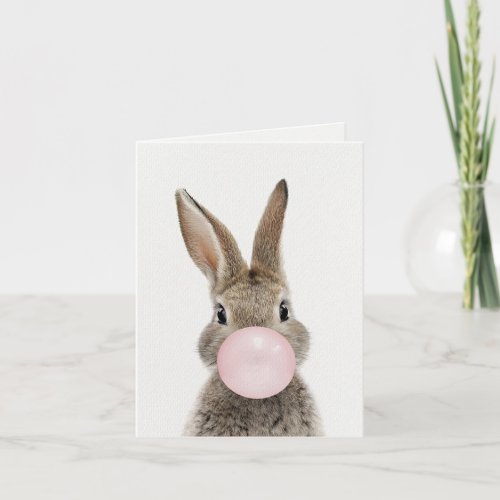 Rabbit Blowing Pink Bubble gum    Invitation