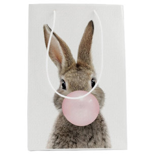 Rabbit Blowing Pink Bubble gum Medium Gift Bag