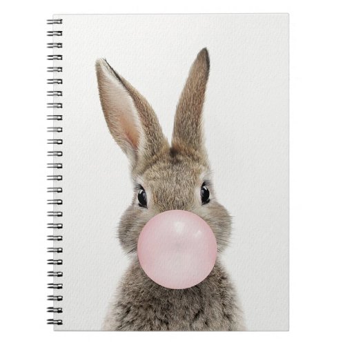 Rabbit Blowing Pink Bubble gum  Notebook