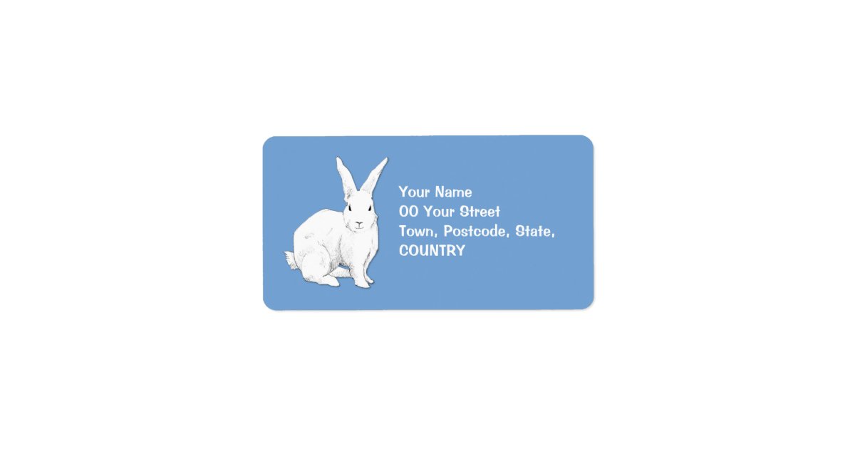 Rabbit blue Address Label Zazzle