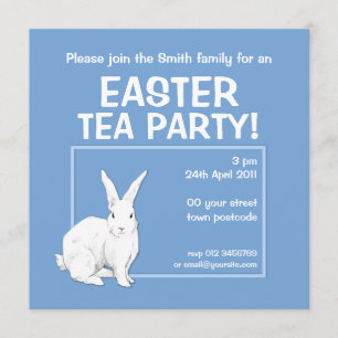 Rabbit blue Easter Invitation