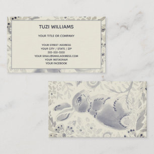 Rabbit Blue Gray Watercolor Modern Nature Custom Business Card