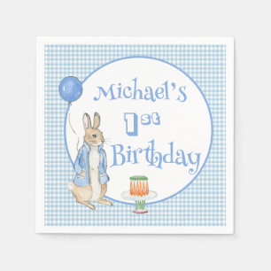 Rabbit Blue One First Birthday Party Napkins