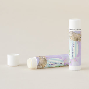 Rabbit Blue Stripe Floral Lip Balm
