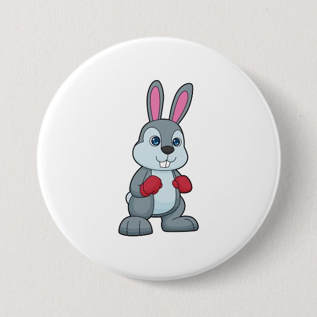 Rabbit Boxing Boxer Boxing gloves Button (Front)