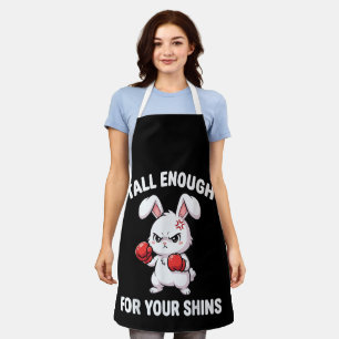 Rabbit Boxing Tall Enough for Your Shins Funny Apron