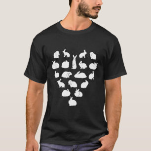 Rabbit Breeds Heart Rabbit Lover Gift T-Shirt