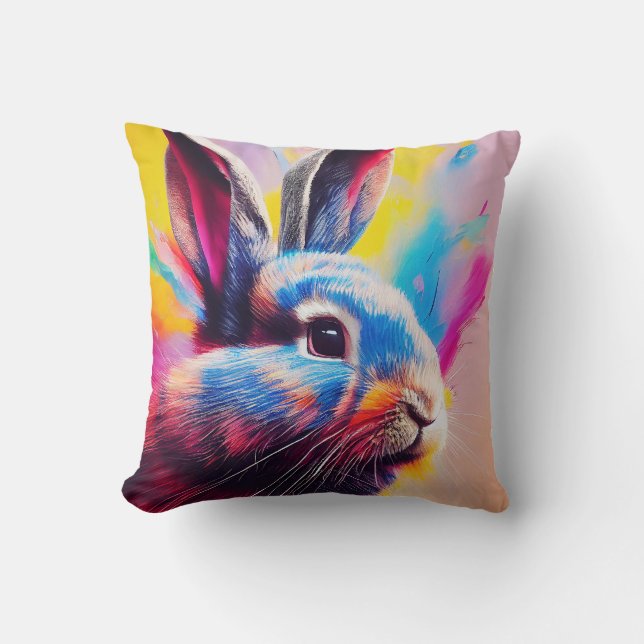 Rabbit Bunny Animal Discovery Adventure Nature  Throw Pillow (Front)