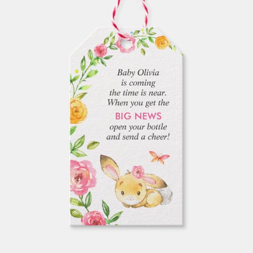 Rabbit Bunny Baby Girl Shower Mini Bottle Favor Gift Tags