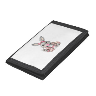 Rabbit Bunny Blowing Bubble Gum Easter Day Cute Gi Trifold Wallet