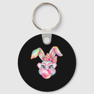 Rabbit Bunny Blowing Bubble Happy Easter Cute Bunn Keychain
