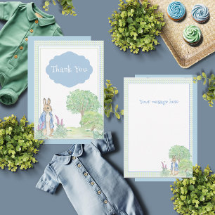 Rabbit Bunny Blue Baby Shower Thank You Card