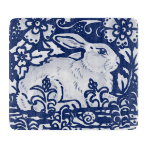 Rabbit Bunny Blue White Snail Woodland Dedham  Cutting Board