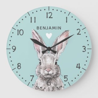 Rabbit Bunny Cute Watercolor Animal art Kids Name