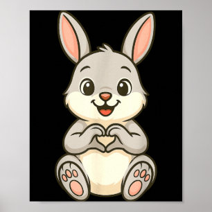 Rabbit Bunny Doing Heart With Hands Valentines Day Poster