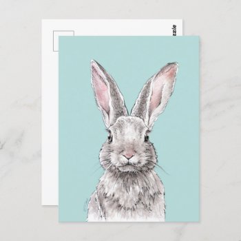 Rabbit Bunny drawing Cute Spring Animal art Postcard