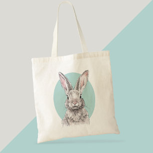 Rabbit Bunny drawing Cute Spring Animal art Tote Bag