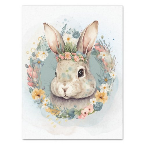Rabbit Bunny Floral Watercolor Tissue Paper