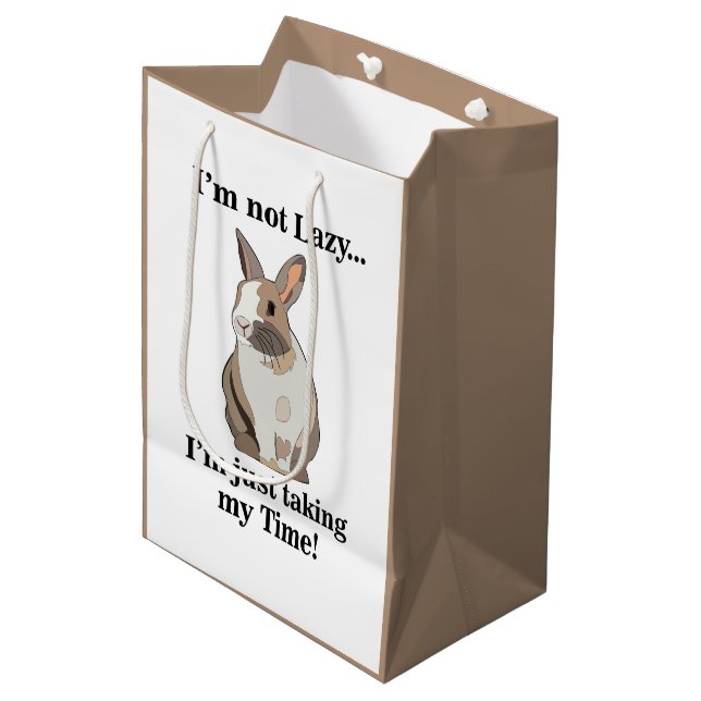 Rabbit Bunny Funny Birthday Medium Gift Bag (Front Angled)