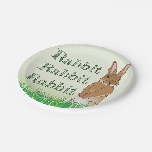 Rabbit Bunny Good Luck Typography Green Easter Paper Plates