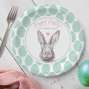 Rabbit Bunny Happy Easter Animal Art Cute Pastel Paper Plates