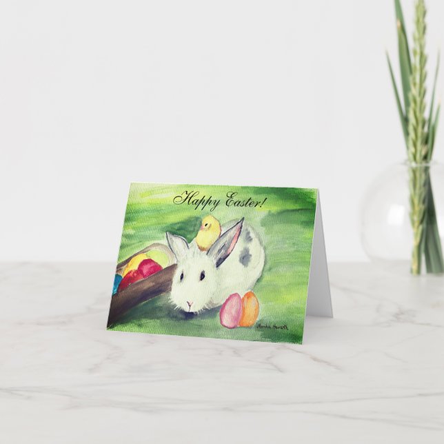 Rabbit Bunny Hare Easter Humor Cute Egg Thank You Card (Front)