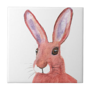 Rabbit Bunny Hare Floral Animal Wildlife Woodland Ceramic Tile