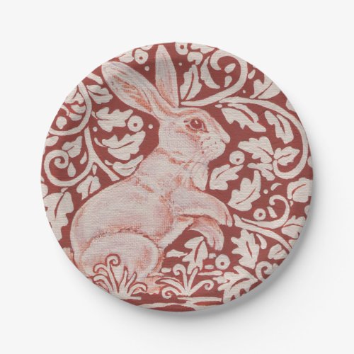 Rabbit Bunny Hare Rust Red Woodland Art Paper Plates