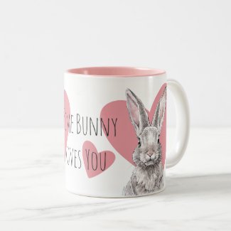 Rabbit Bunny Love Cute Animal Pink Hearts Funny
