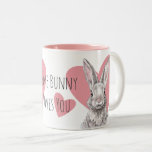 Rabbit Bunny Love Cute Animal Pink Hearts Funny Two-tone Coffee Mug at Zazzle