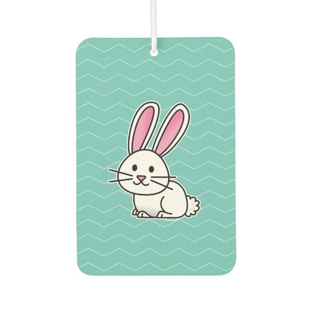 Rabbit bunny lucky white fluffy tail long ears air freshener (Front)
