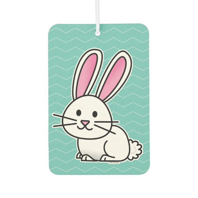 Rabbit bunny lucky white fluffy tail long ears air freshener (Front)