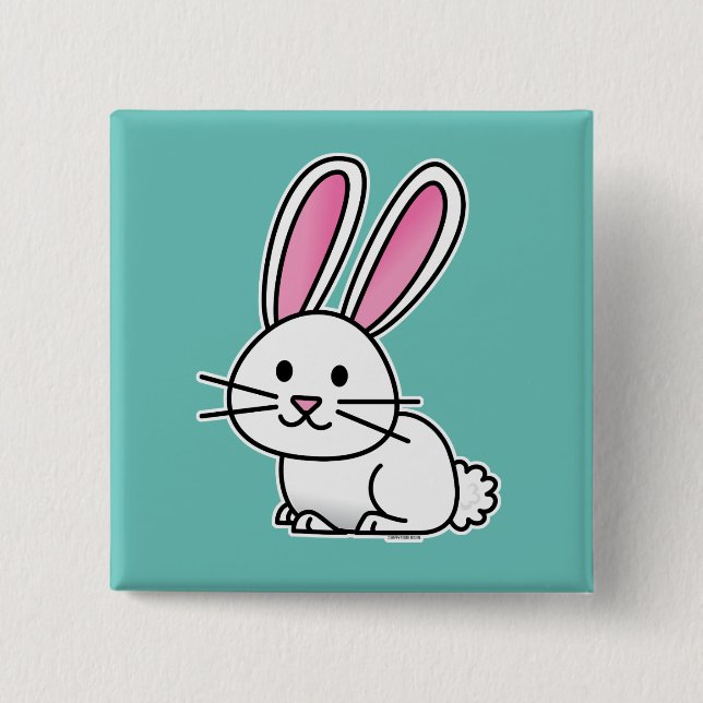 Rabbit bunny lucky white fluffy tail long ears button (Front)