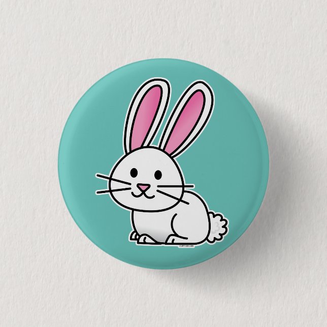 Rabbit bunny lucky white fluffy tail long ears button (Front)