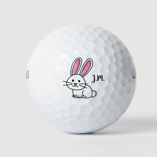 Rabbit bunny lucky white fluffy tail long ears golf balls (Front)