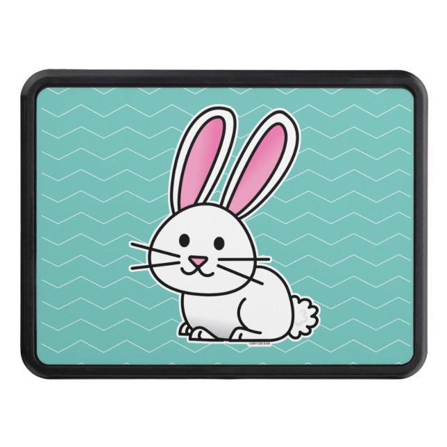 Rabbit bunny lucky white fluffy tail long ears hitch cover (Front)