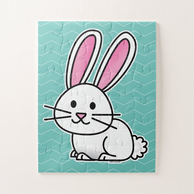 Rabbit bunny lucky white fluffy tail long ears jigsaw puzzle (Vertical)