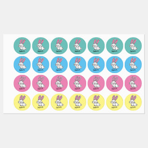 Rabbit bunny lucky white fluffy tail long ears kids' labels