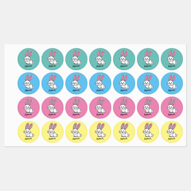 Rabbit bunny lucky white fluffy tail long ears kids' labels (Sheet)