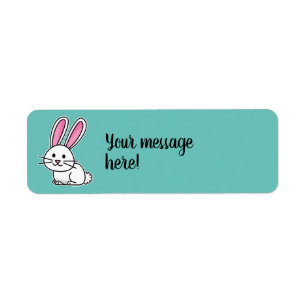 Rabbit bunny lucky white fluffy tail long ears label