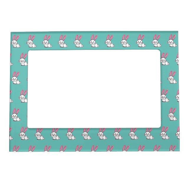 Rabbit bunny lucky white fluffy tail long ears magnetic frame (Front)