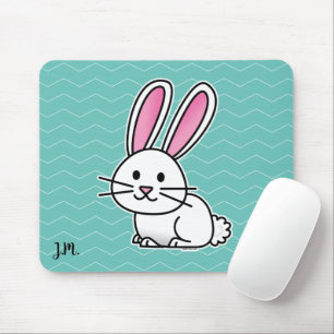 Rabbit bunny lucky white fluffy tail long ears mouse pad