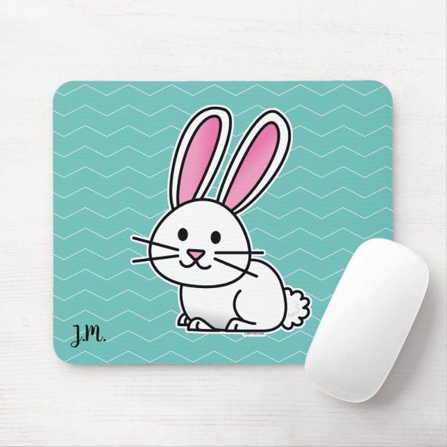 Rabbit bunny lucky white fluffy tail long ears mouse pad (With Mouse)