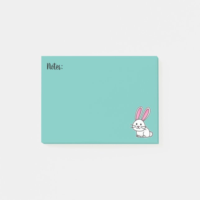 Rabbit bunny lucky white fluffy tail long ears post-it notes (Front)