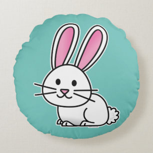 Rabbit bunny lucky white fluffy tail long ears round pillow