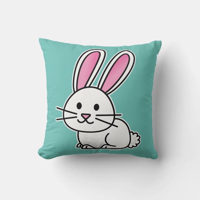 Rabbit bunny lucky white fluffy tail long ears throw pillow (Front)