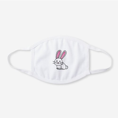Rabbit bunny lucky white fluffy tail long ears white cotton face mask